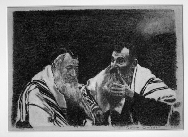 original Judaica Rabbi drawing by Campello