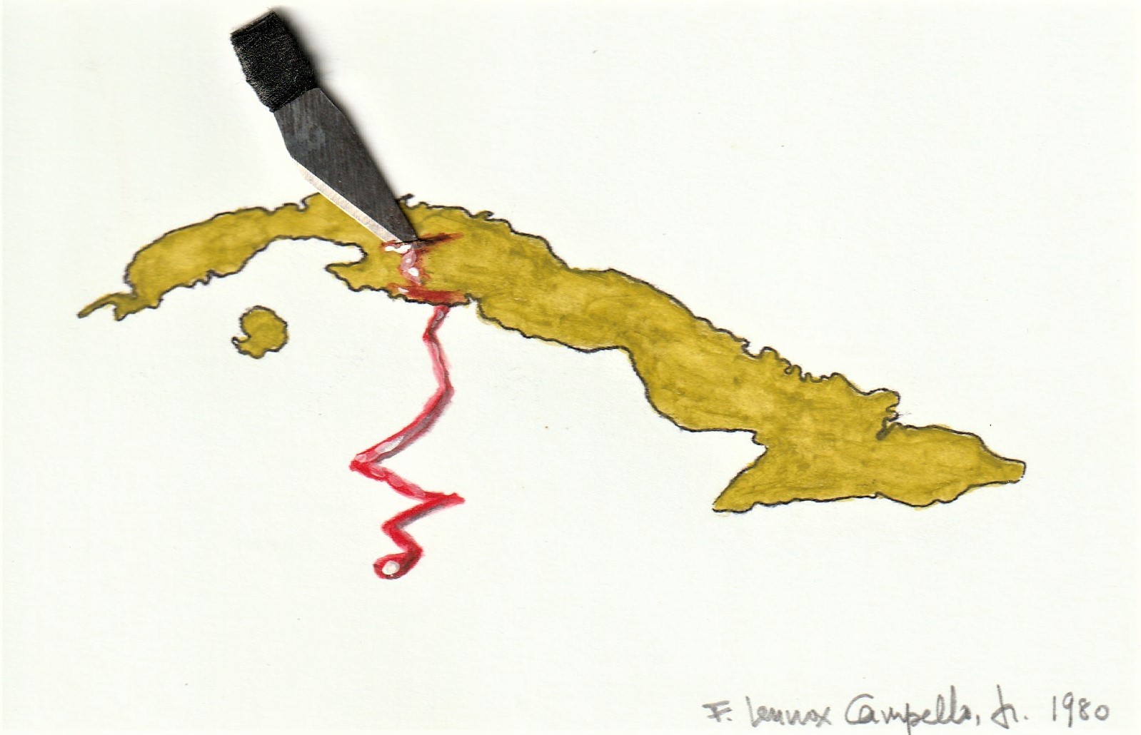 Original 1980 Cuban artwork by Florencio Lennox Campello