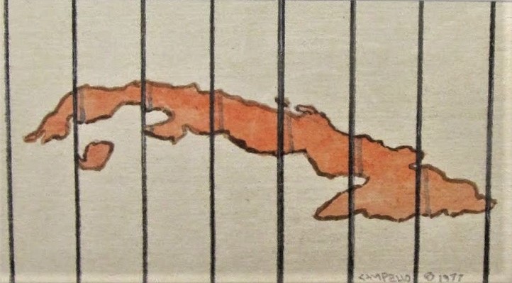 Original 1977 Cuban painting by Florencio Lennox Campello