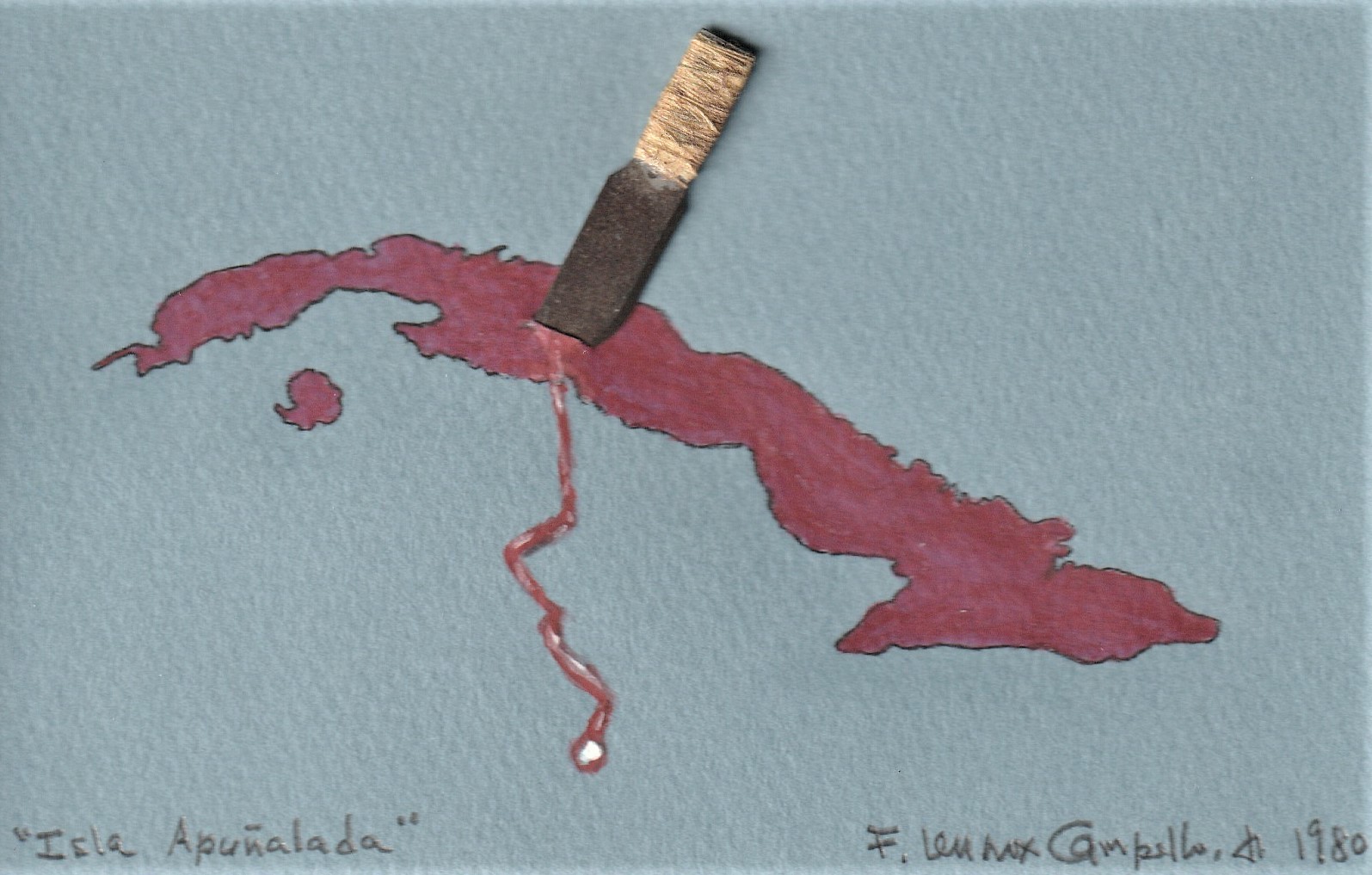 Original 1980 Cuban painting by Florencio Lennox Campello